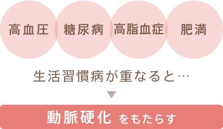 生活習慣病が重なると動脈硬化をもたらす